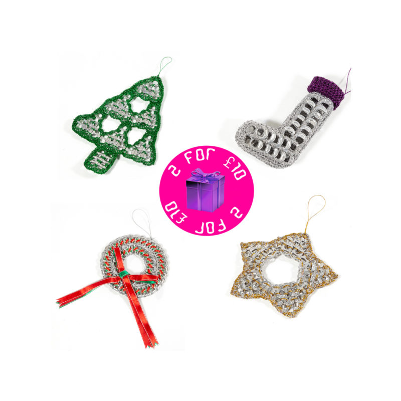 MULTI BUY 2 FOR £10 - Large Ring Pull Christmas Decorations