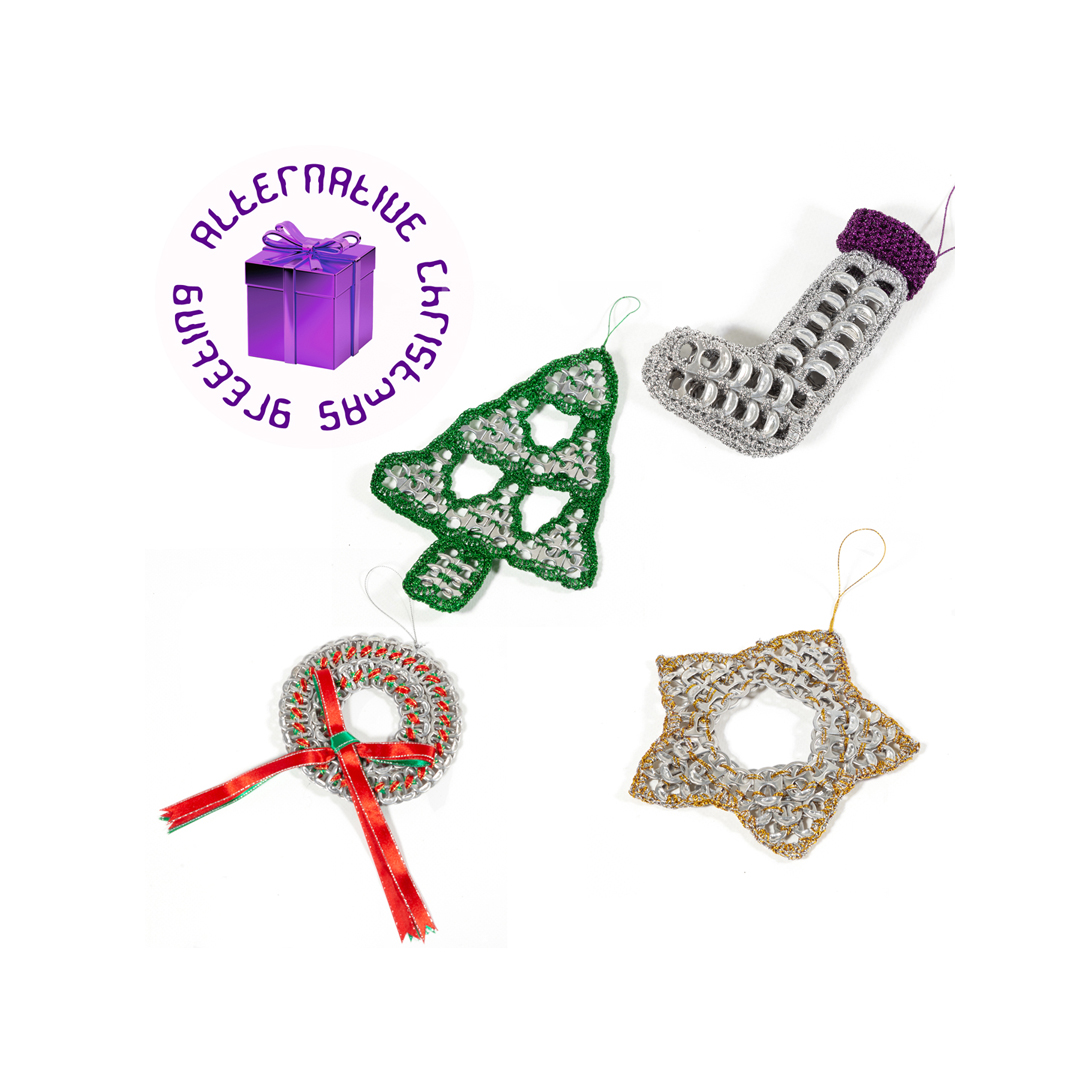 ALTERNATIVE CHRISTMAS GREETING - Large Ring Pull Christmas Decorations ALTERNATIVE CHRISTMAS GREETING - Large Ring Pull Christmas Decorations