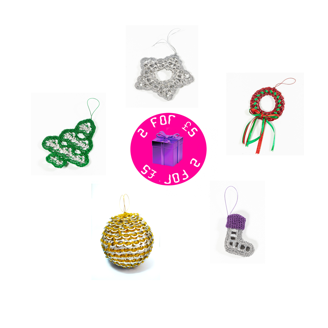MULTI BUY 2 FOR £5 - Small Ring Pull Christmas Decorations MULTI BUY 2 FOR £5 - Small Ring Pull Christmas Decorations